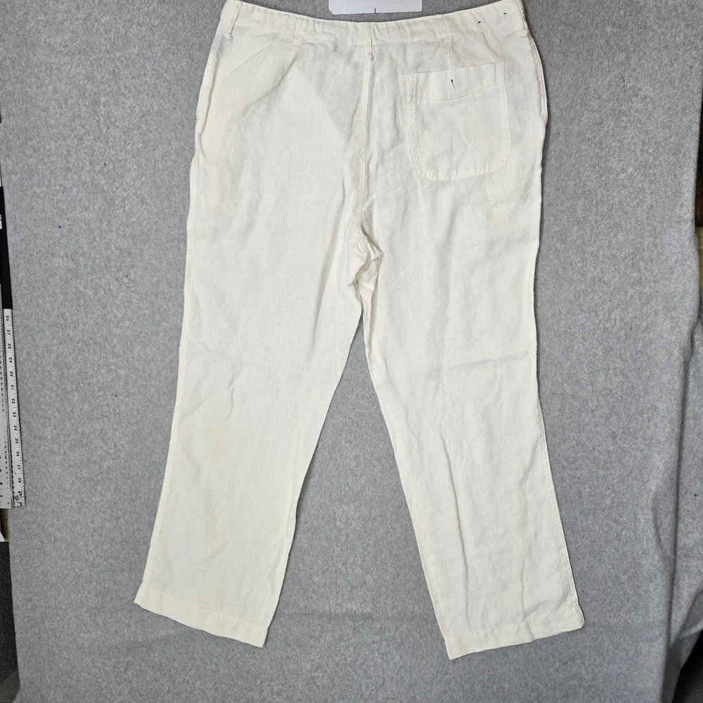 VINTAGE Cremieux Men Pants 36X32 White Linen Button Zipper 32